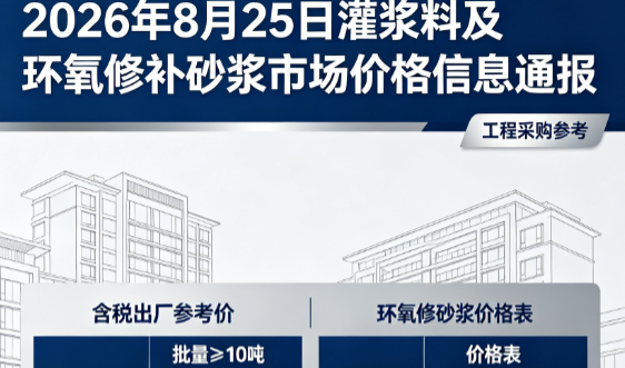 安仁2026年8月25日灌浆料及环氧修补砂浆市场价格信息通报